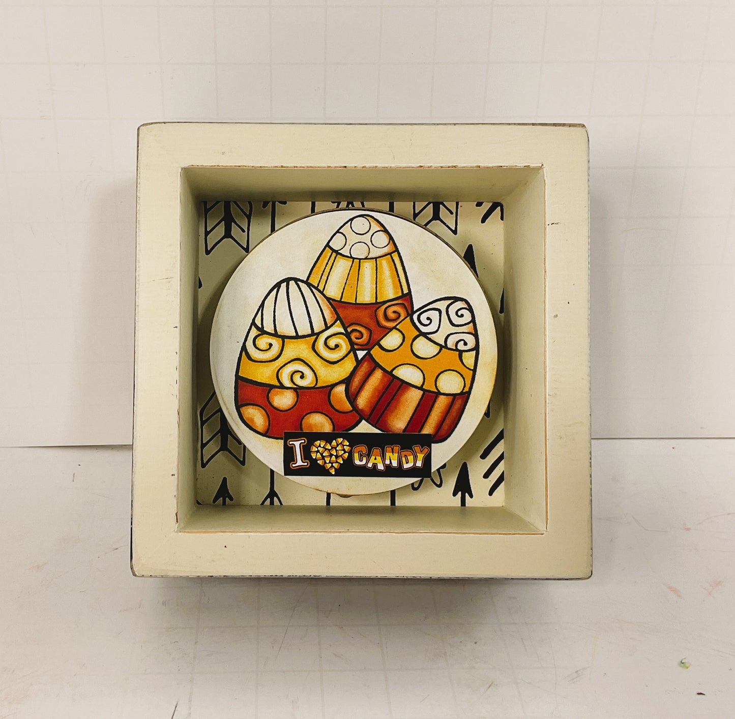 AGD Halloween Decor - I Love Candy Corn Small Wood Sign