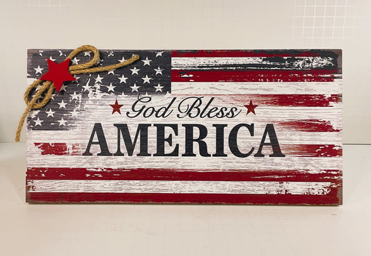 AGD Patriotic Decor - God Bless Gods Grace Easel Back Signs 2pc Set