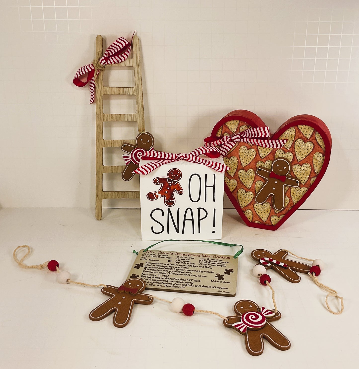 AGD Christmas Decor - Gingerbread Theme Tier Tray 5pc Set