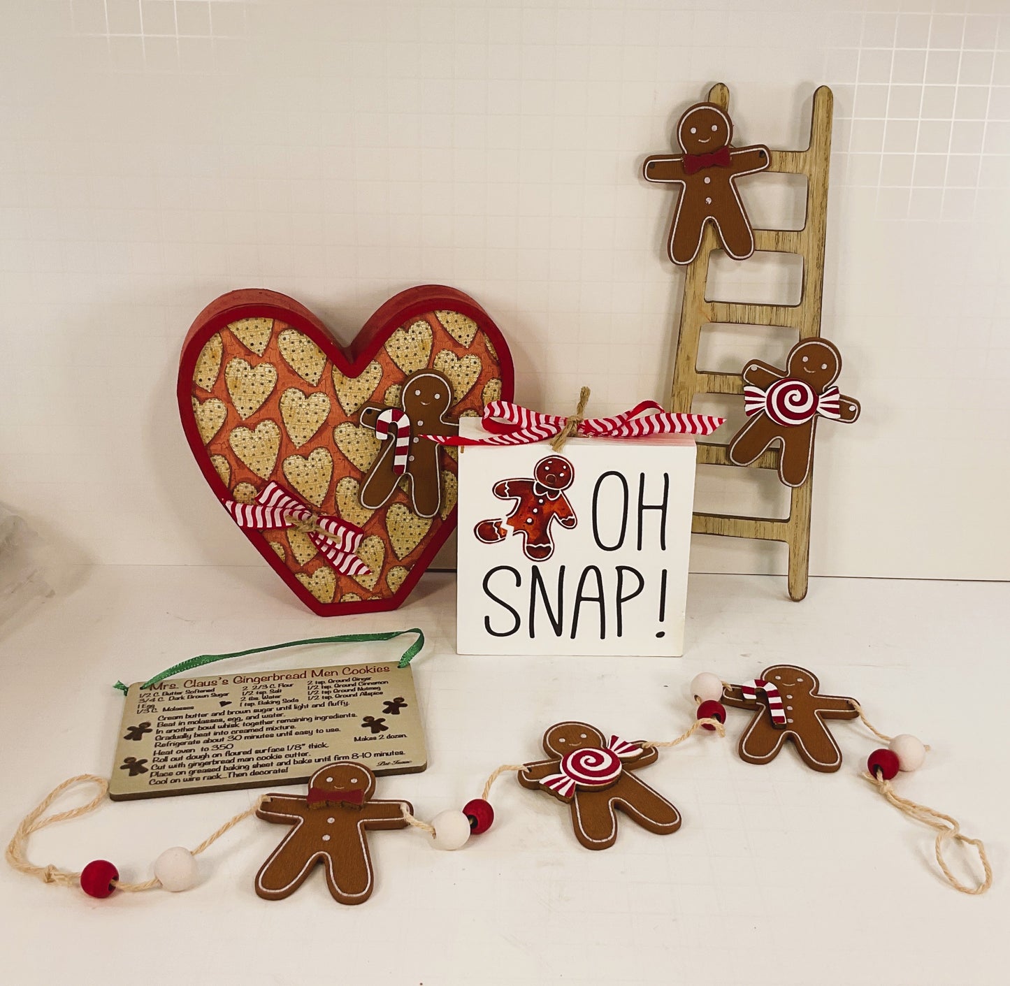 AGD Christmas Decor - Gingerbread Theme Tier Tray 5pc Set