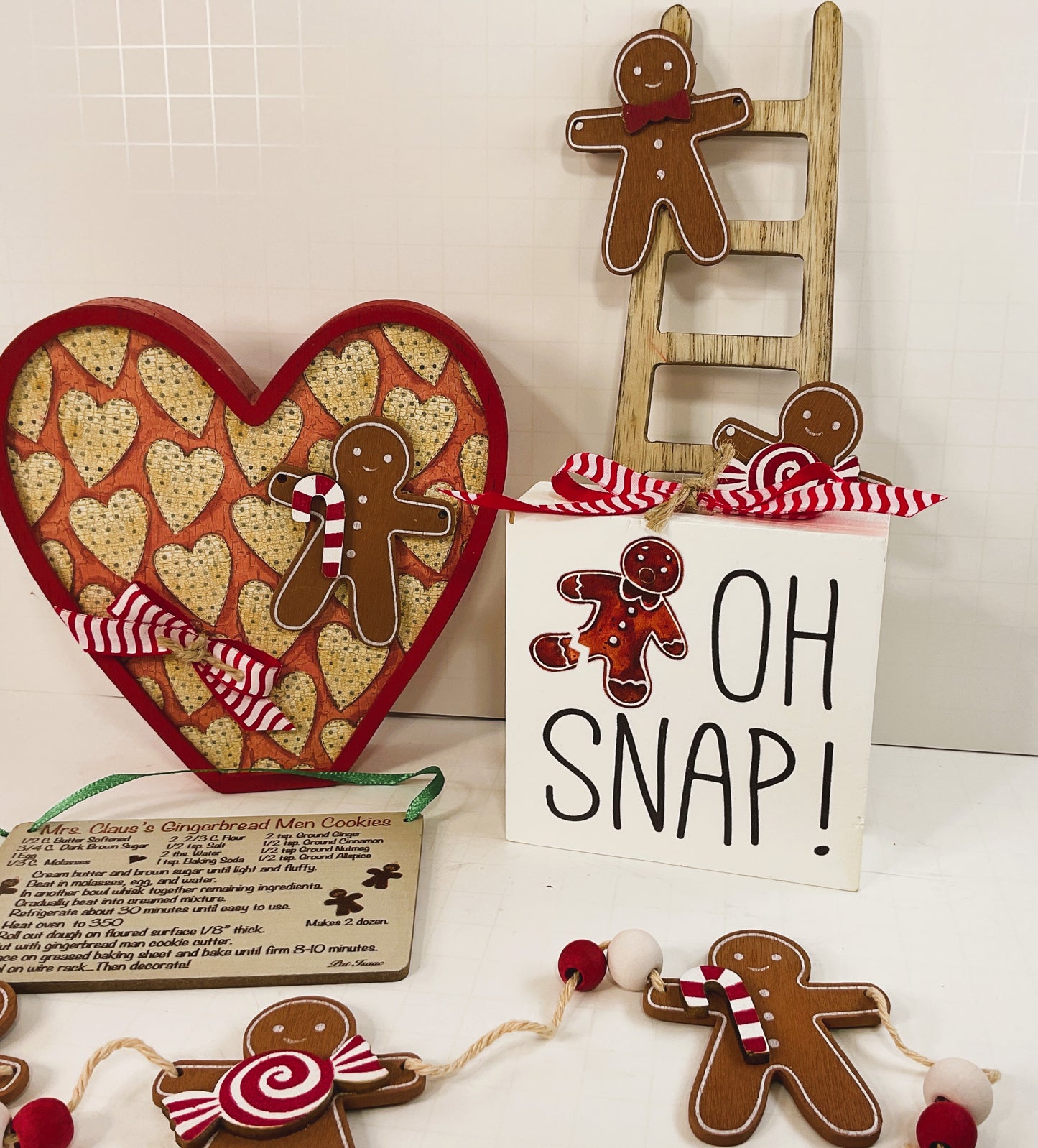 AGD Christmas Decor - Gingerbread Theme Tier Tray 5pc Set