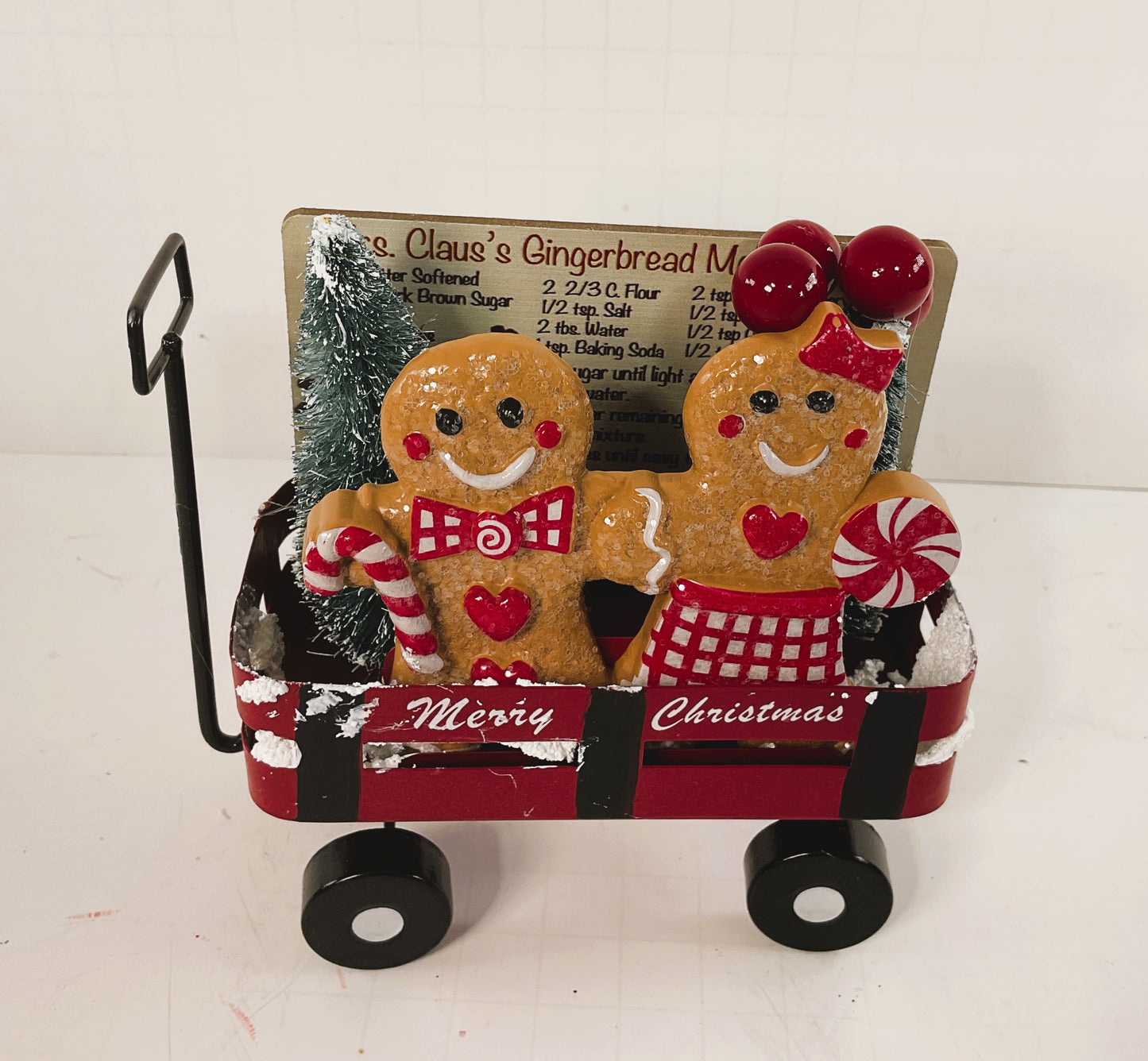AGD Christmas Decor - Gingerbread Theme Red Wagon Small Display