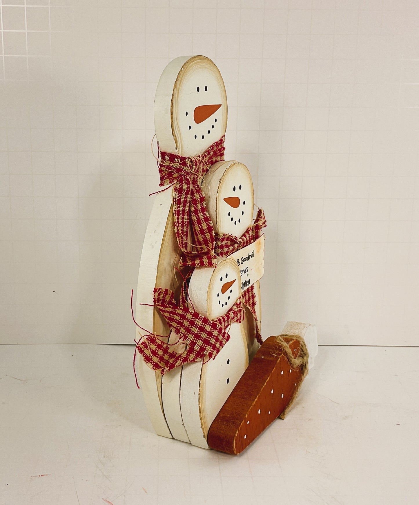 AGD Christmas Decor - Snowmen Goodwill Chunky Wood Sitter