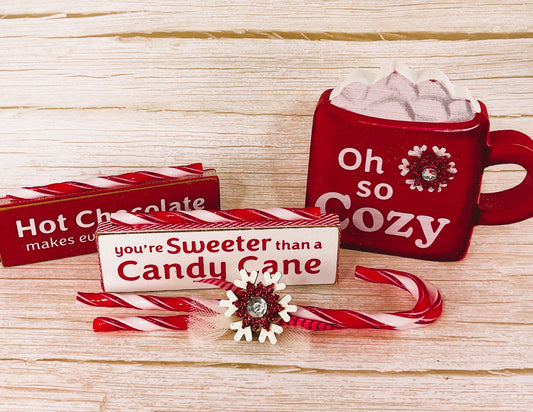 AGD Christmas Decor - Red White Peppermint Hot Chocolate Display