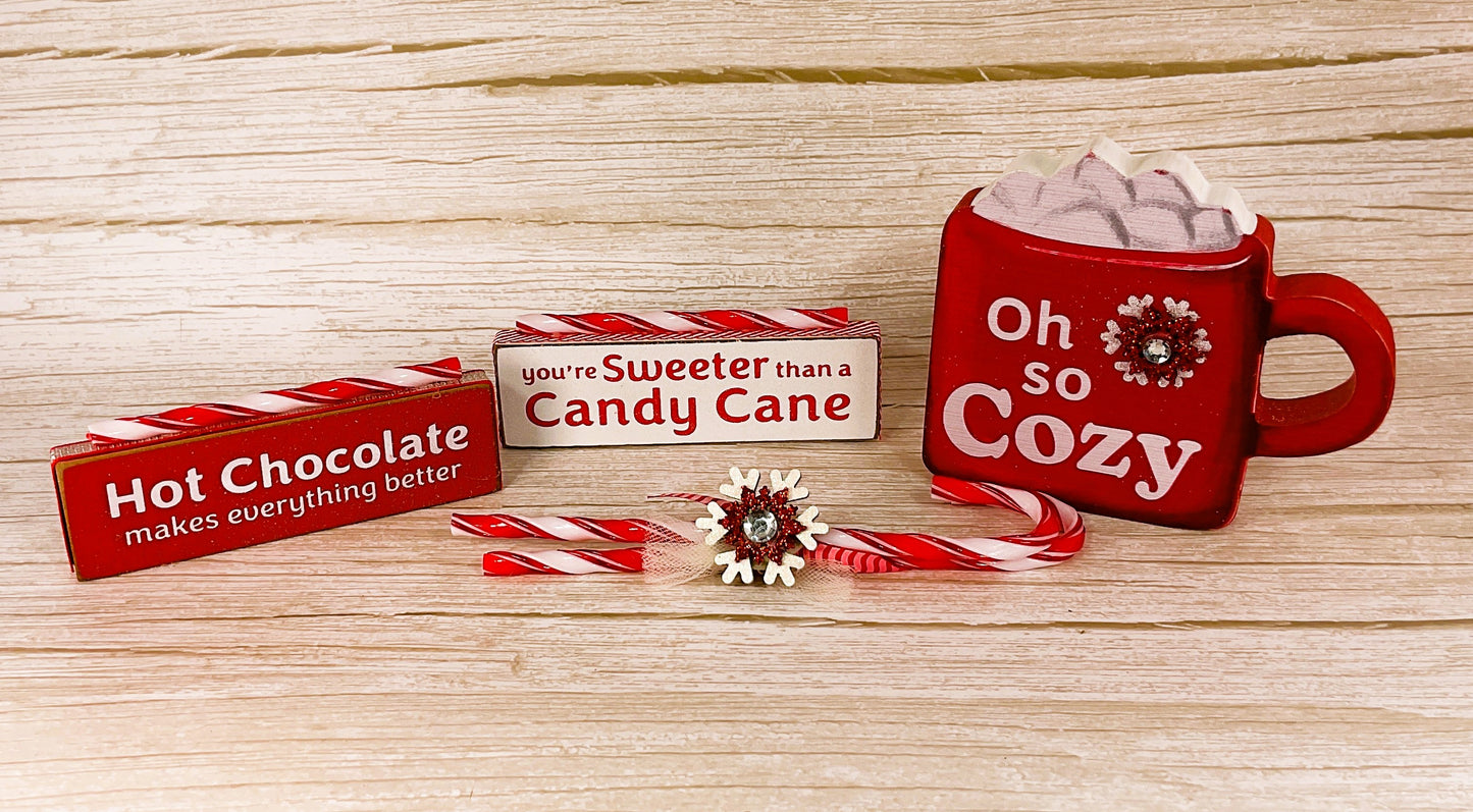 AGD Christmas Decor - Red White Peppermint Hot Chocolate Display