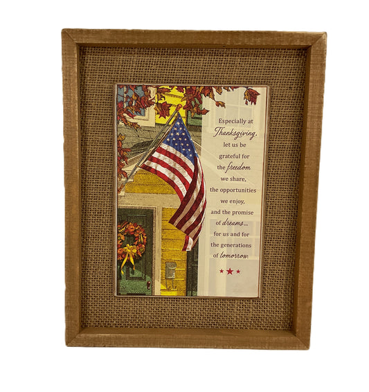 AGD Fall Decor - Thanksgiving Grateful for Freedom Wood Sign