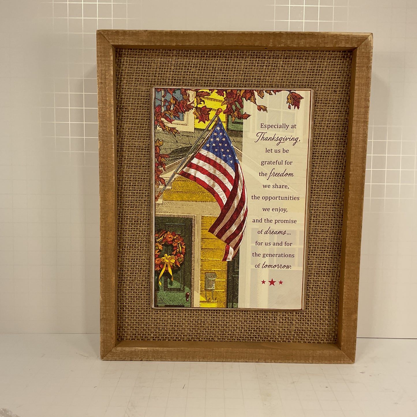 AGD Fall Decor - Thanksgiving Grateful for Freedom Wood Sign