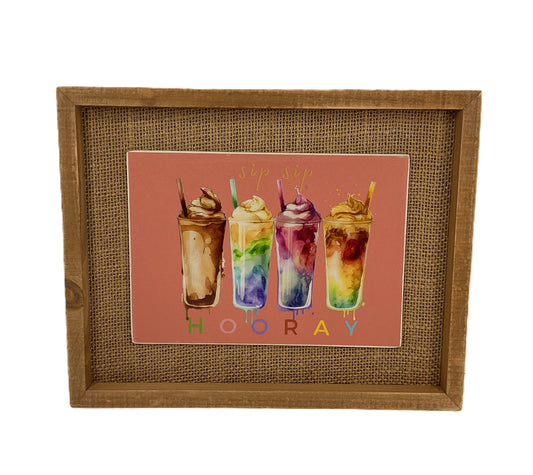 AGD Home Decor - Sip Sip Hooray Coffee Latte Bar Wood Sign