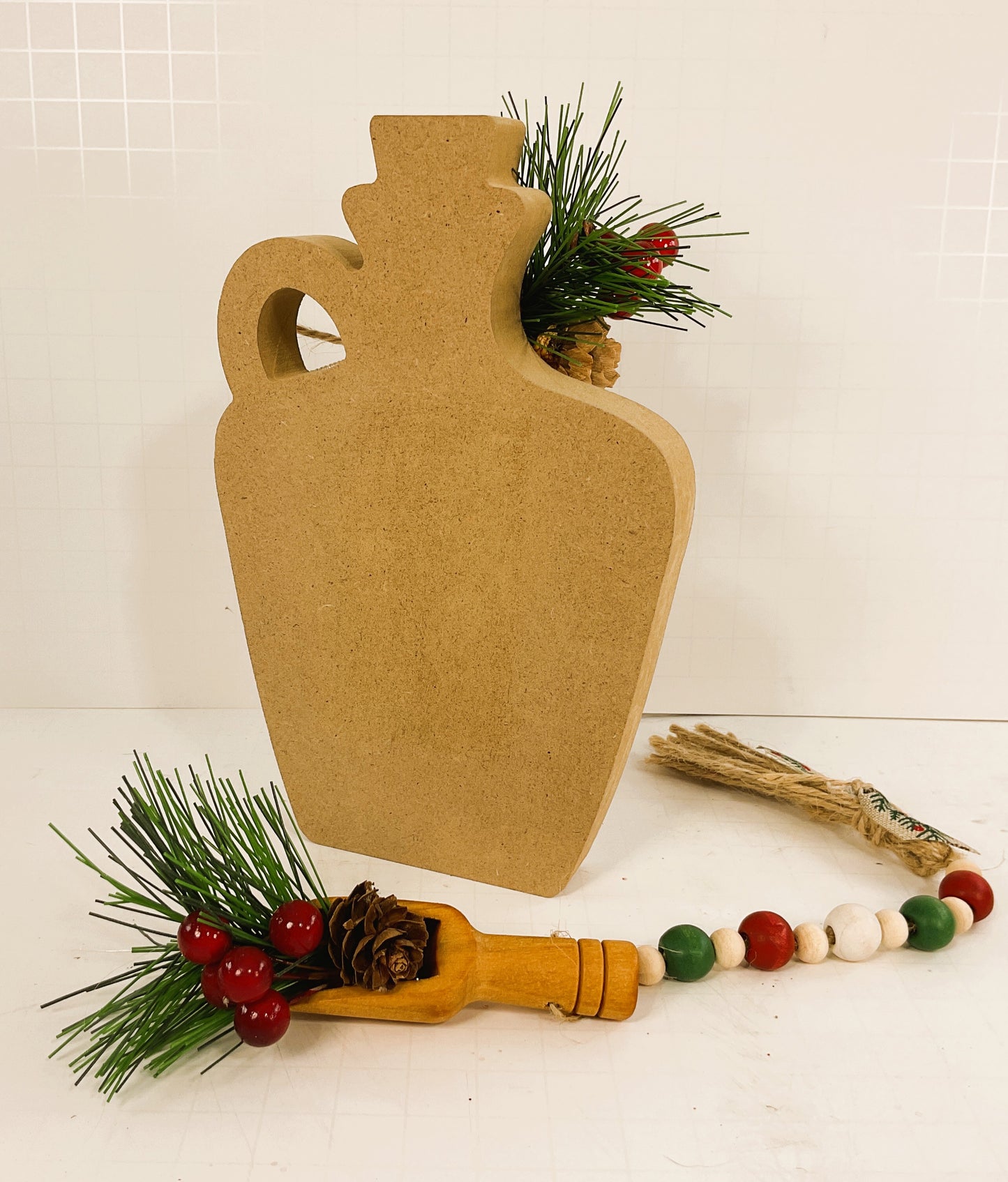 AGD Christmas Decor - Chunky Wood Cinnamon Jar Garland Spoon 2pc Set