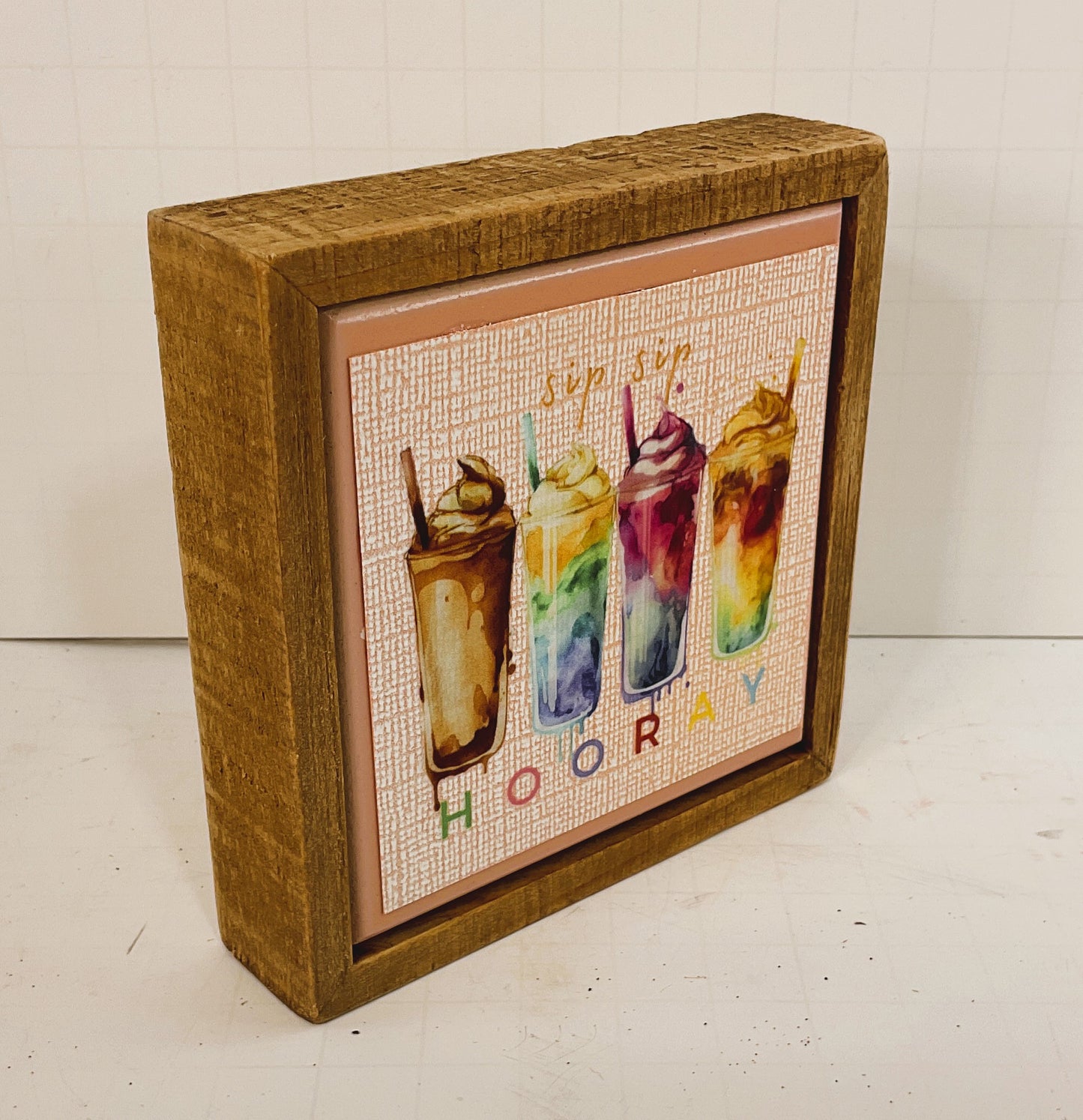 AGD Home Decor - Sip Sip Hooray Coffee Bar Latte Small Sign