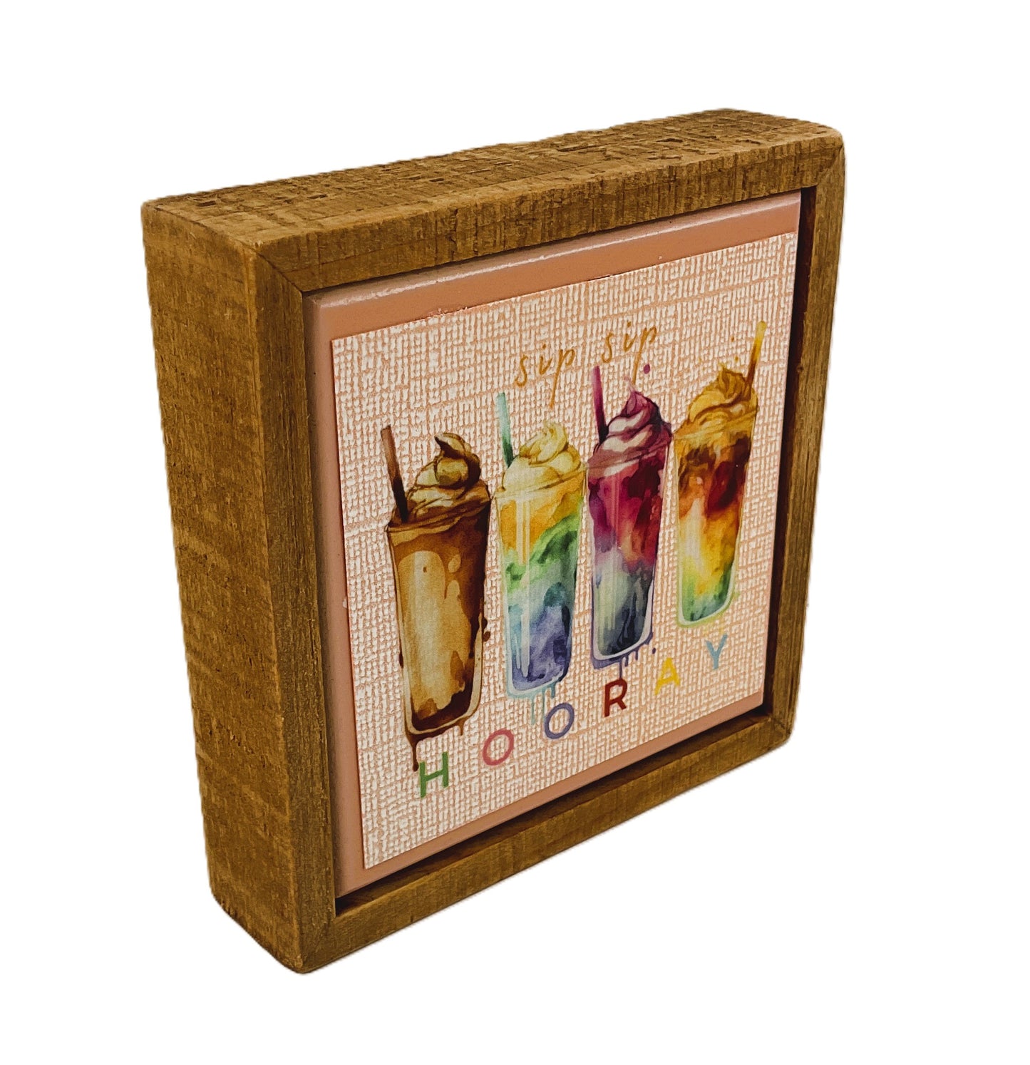 AGD Home Decor - Sip Sip Hooray Coffee Bar Latte Small Sign