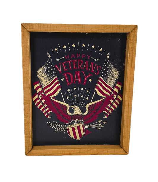 AGD Patriotic Decor - Happy Veteran's Day Inset Box Sign