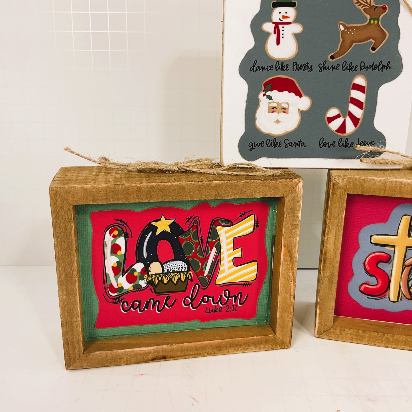 AGD Christmas Decor - Whimsical Nativity Theme Box Signs 3pc