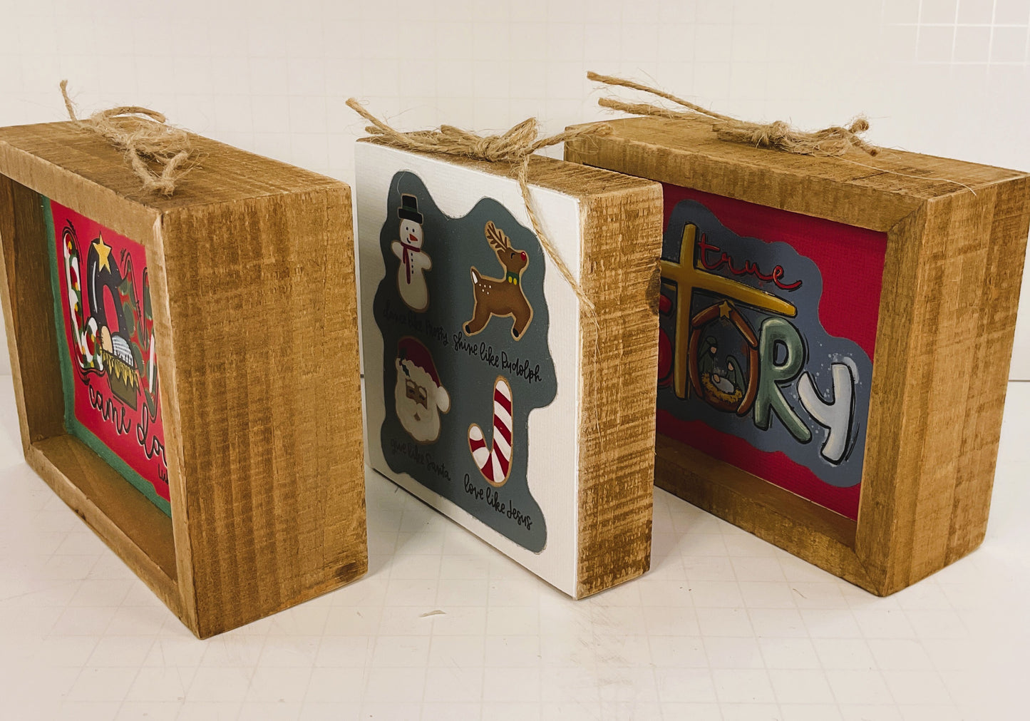 AGD Christmas Decor - Whimsical Nativity Theme Box Signs 3pc