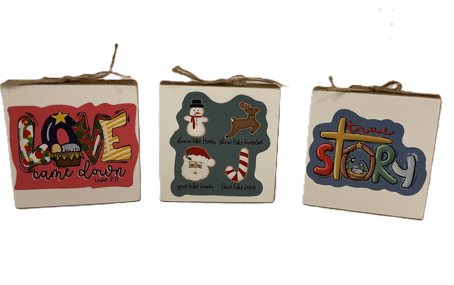 AGD Christmas Decor - Whimsical Nativity Theme Block Signs 3pc