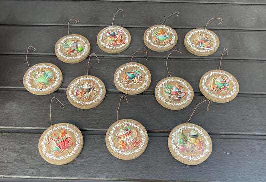 AGD Christmas Decor - Pastel Gingerbread Cocoa Ornaments 12pc Set