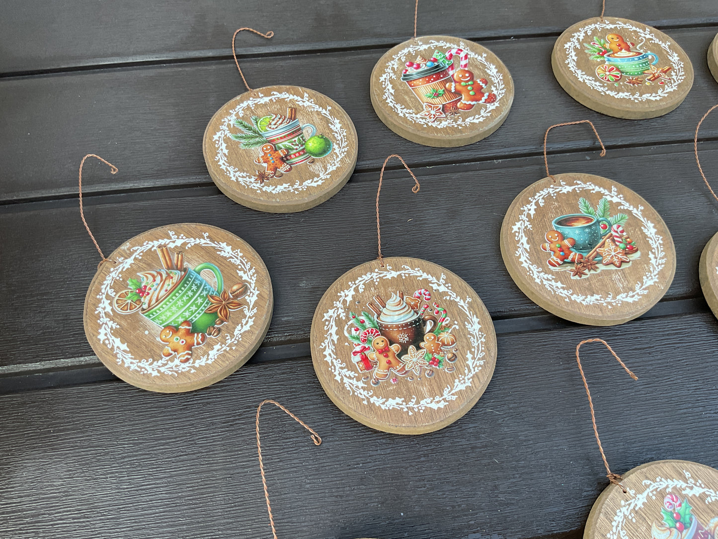 AGD Christmas Decor - Pastel Gingerbread Cocoa Ornaments 12pc Set