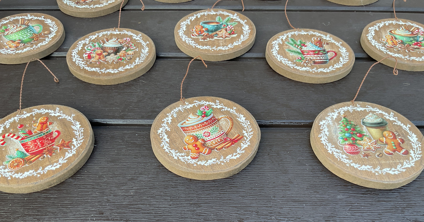 AGD Christmas Decor - Pastel Gingerbread Cocoa Ornaments 12pc Set