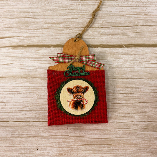 AGD Christmas Decor - Highland Cow Ear Tag Ornament