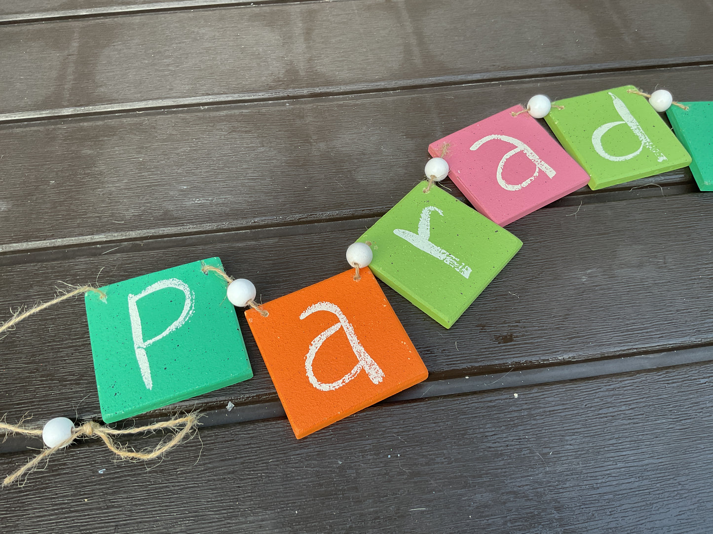 AGD Summer Decor - Beach Paradise Wood Banner Garland 4ft