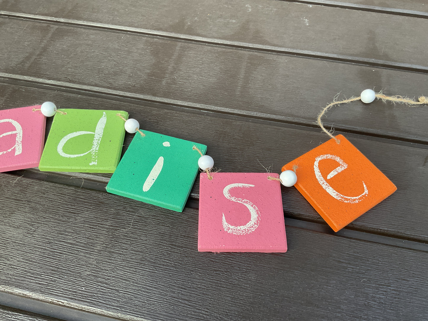 AGD Summer Decor - Beach Paradise Wood Banner Garland 4ft