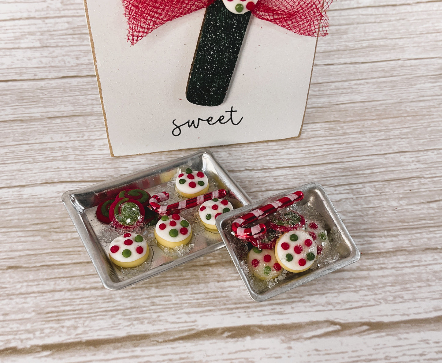 AGD Christmas Decor - Miniature Cookies on Cookie Sheets and Sign 3pc