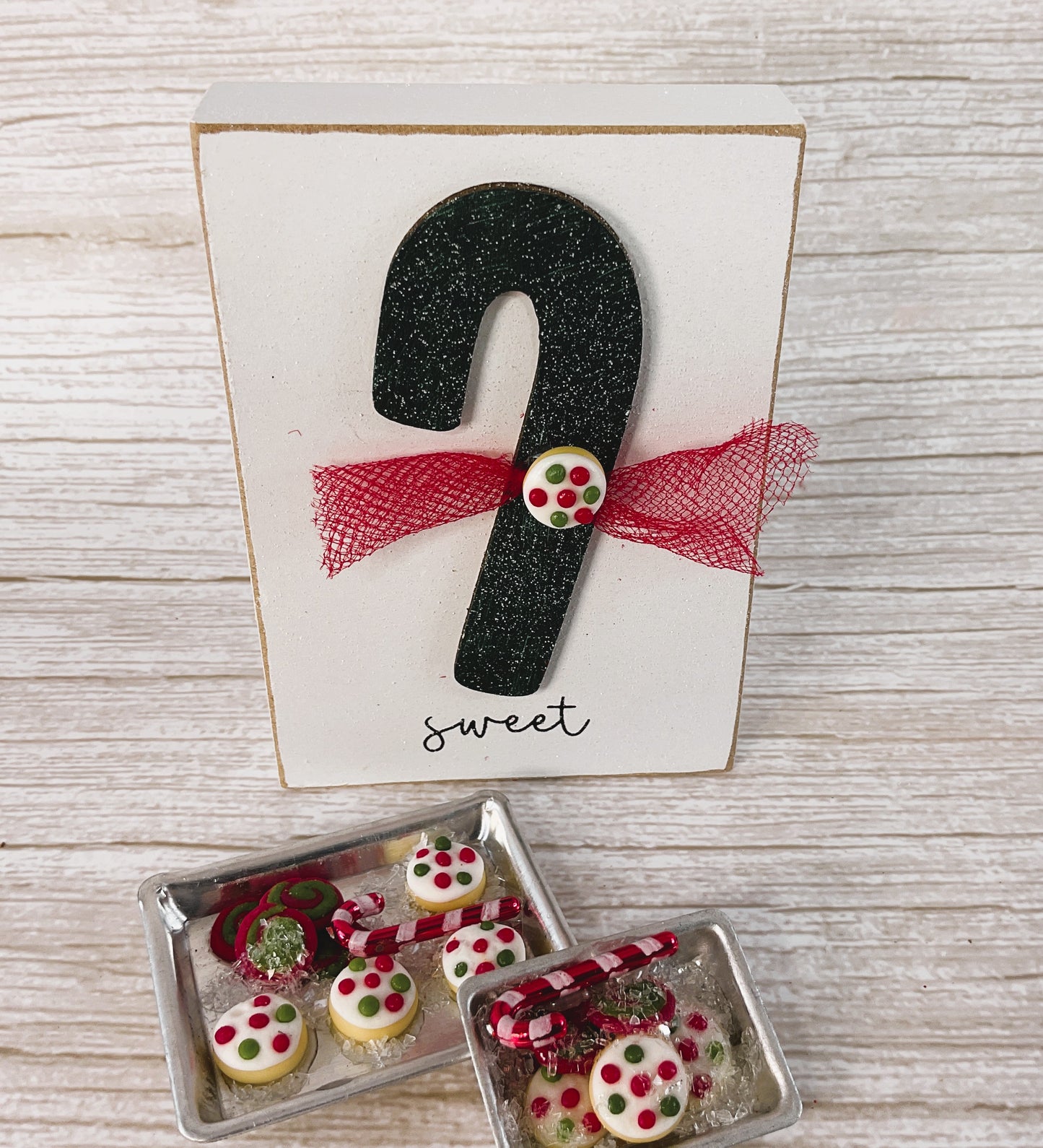 AGD Christmas Decor - Miniature Cookies on Cookie Sheets and Sign 3pc