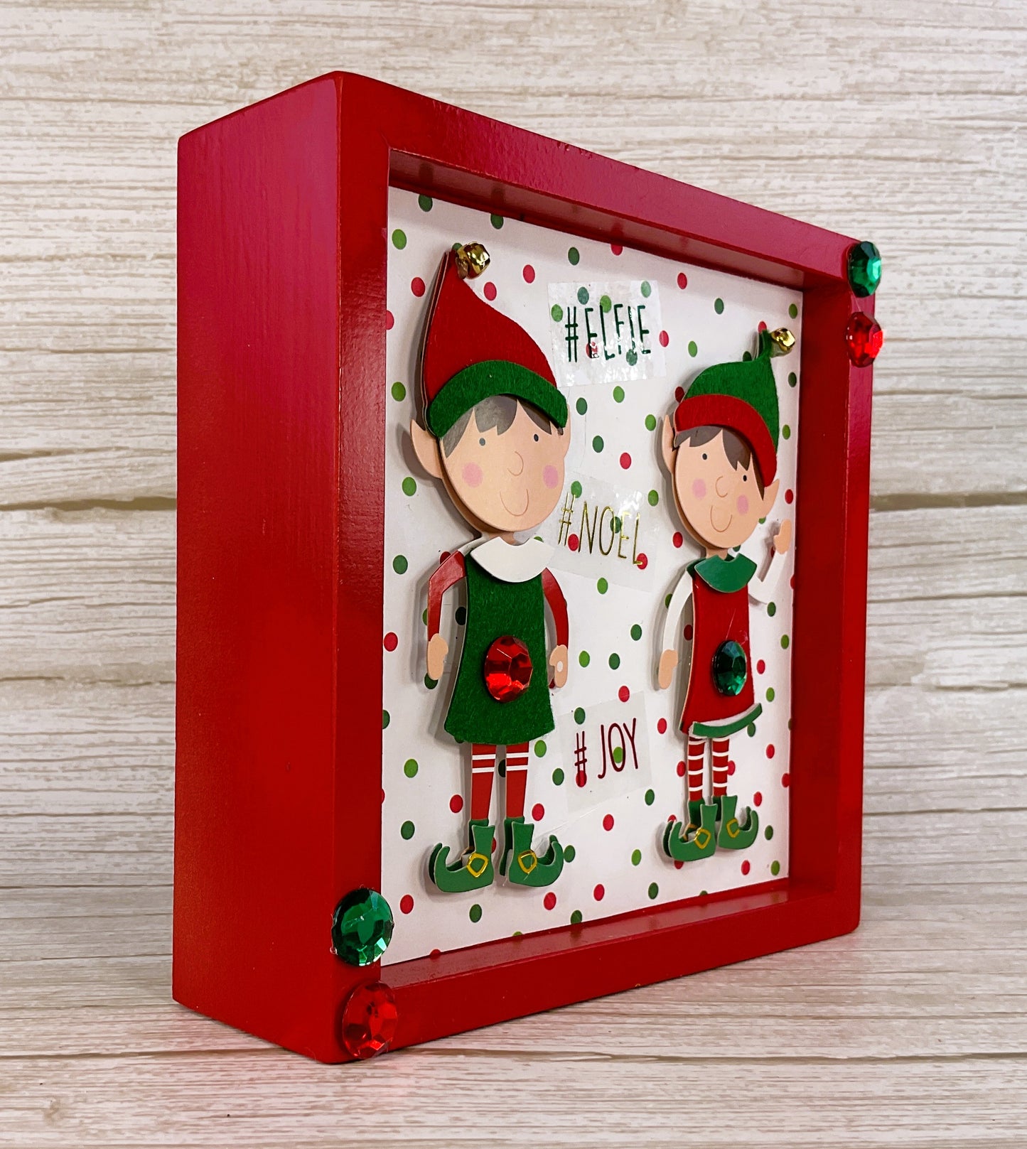 AGD Christmas Decor - Joy Whimsy Elf Elves Inset Box Sign