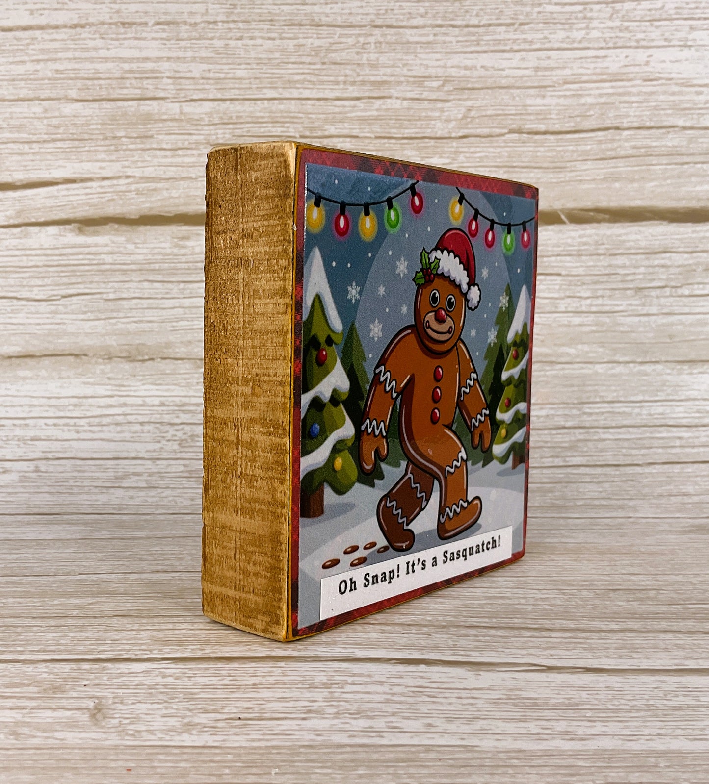 AGD Christmas Decor - Gingerbread Bigfoot Sasquatch Small Block Sign