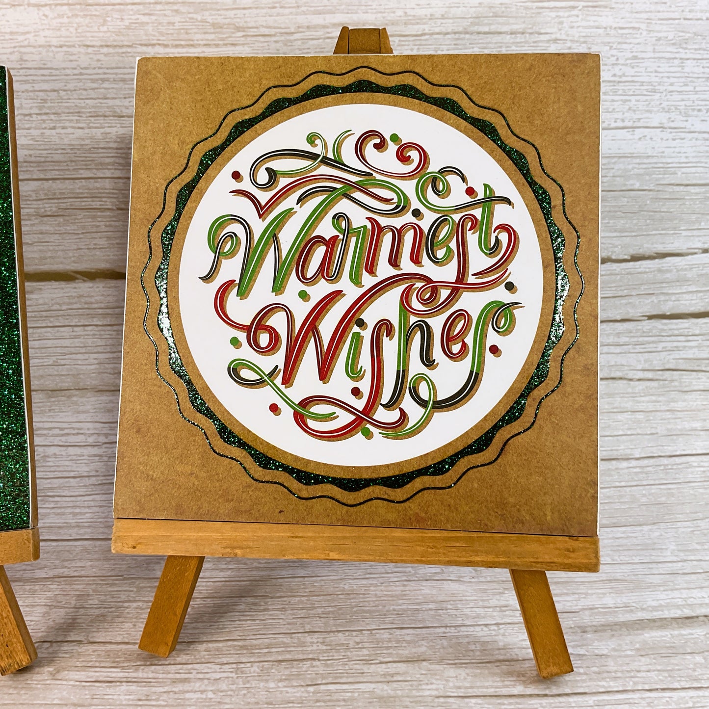 AGD Christmas Decor - Farmhouse Noel Warm Wishes Tabletop Easel Signs 2pc