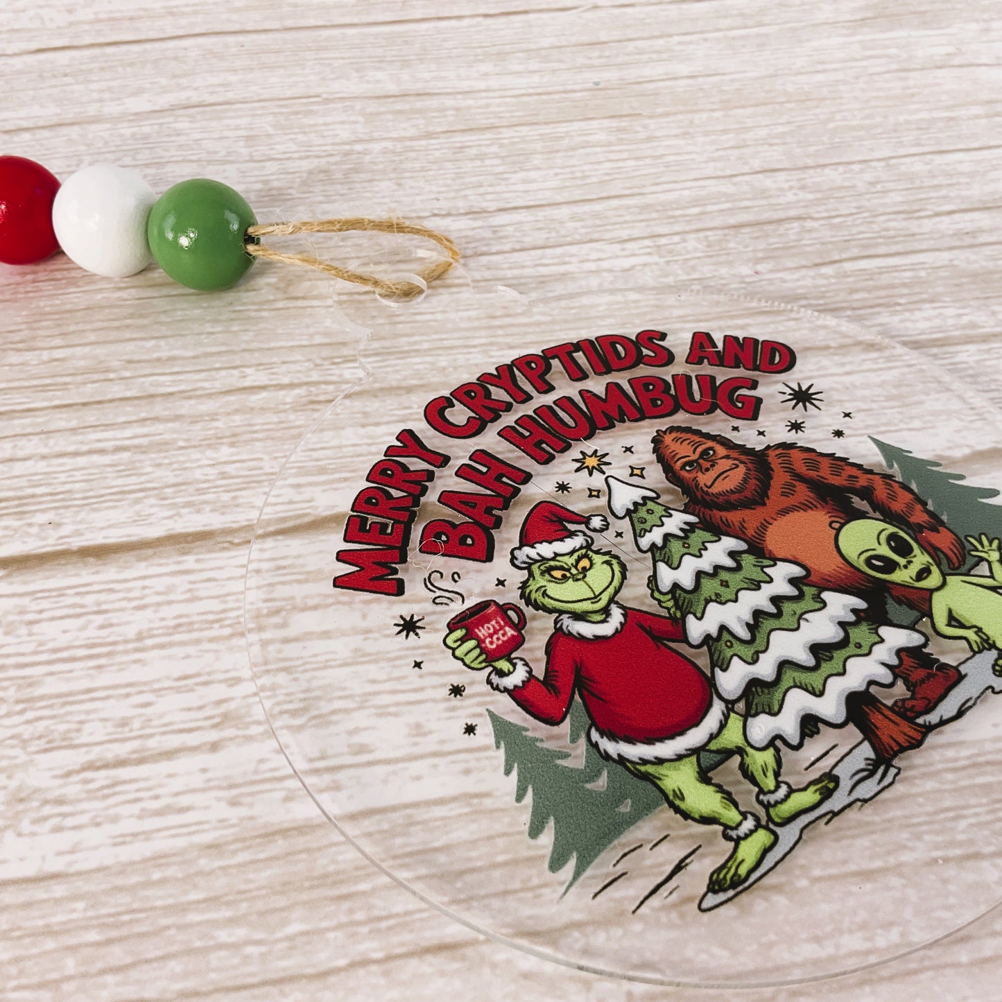 AGD Christmas Decor - Whismy Merry Cryptids Big Foot Monster Ornament