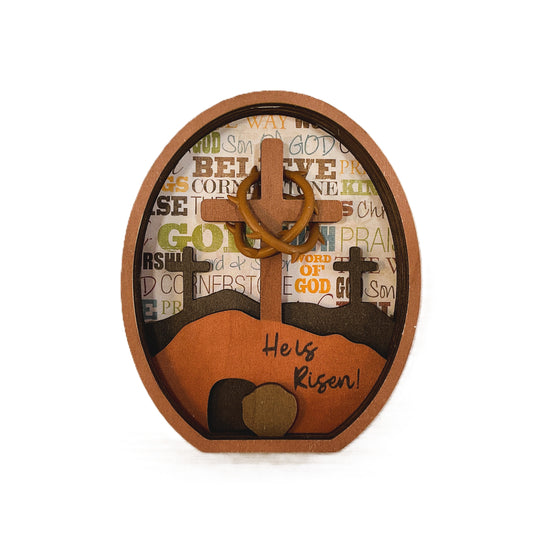 AGSD Easter Decor - Layered Three Cross & Tomb Wood Scene