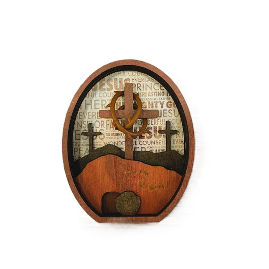AGSD Easter Decor - Layered Three Cross & Tomb Wood Scene