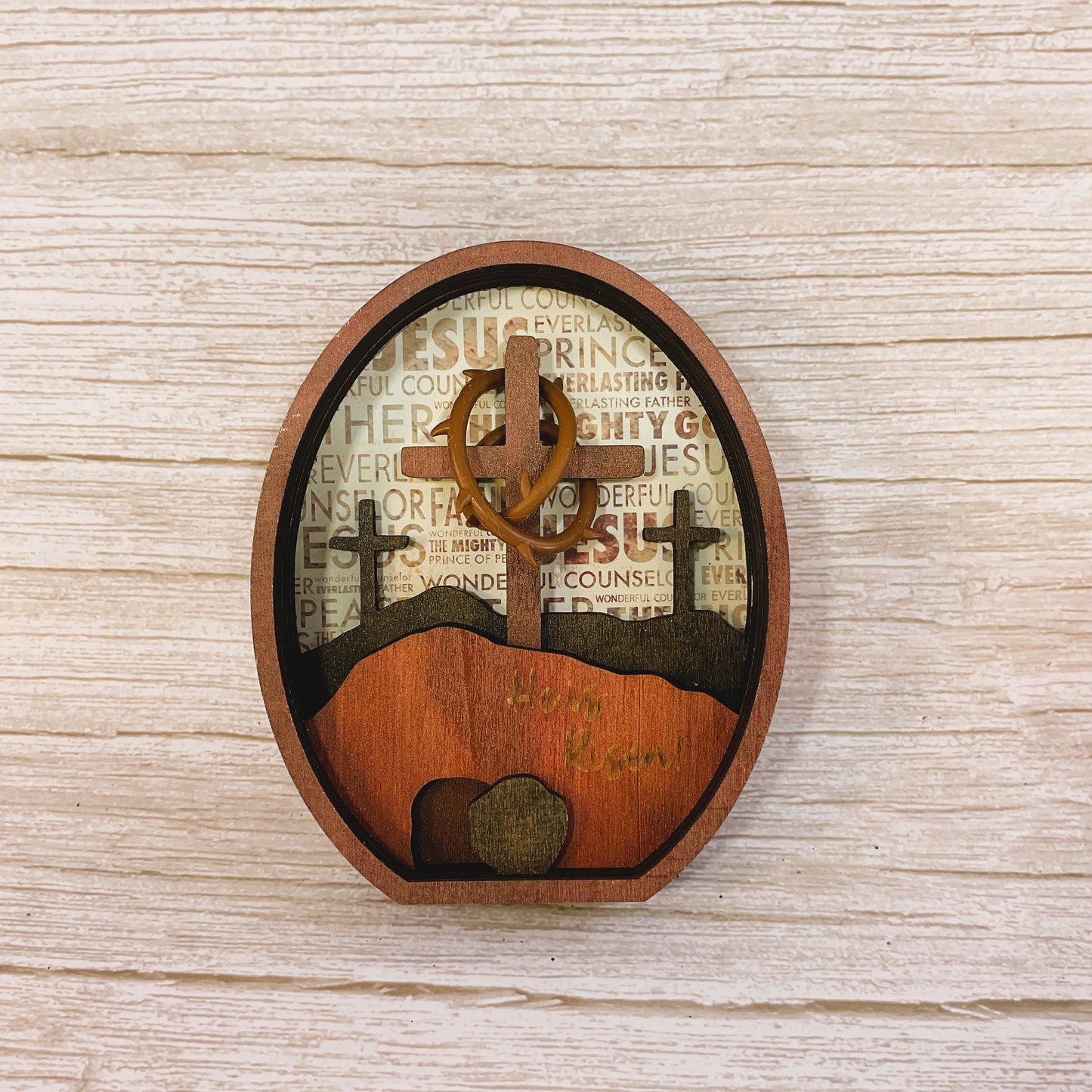 AGSD Easter Decor - Layered Three Cross & Tomb Wood Scene