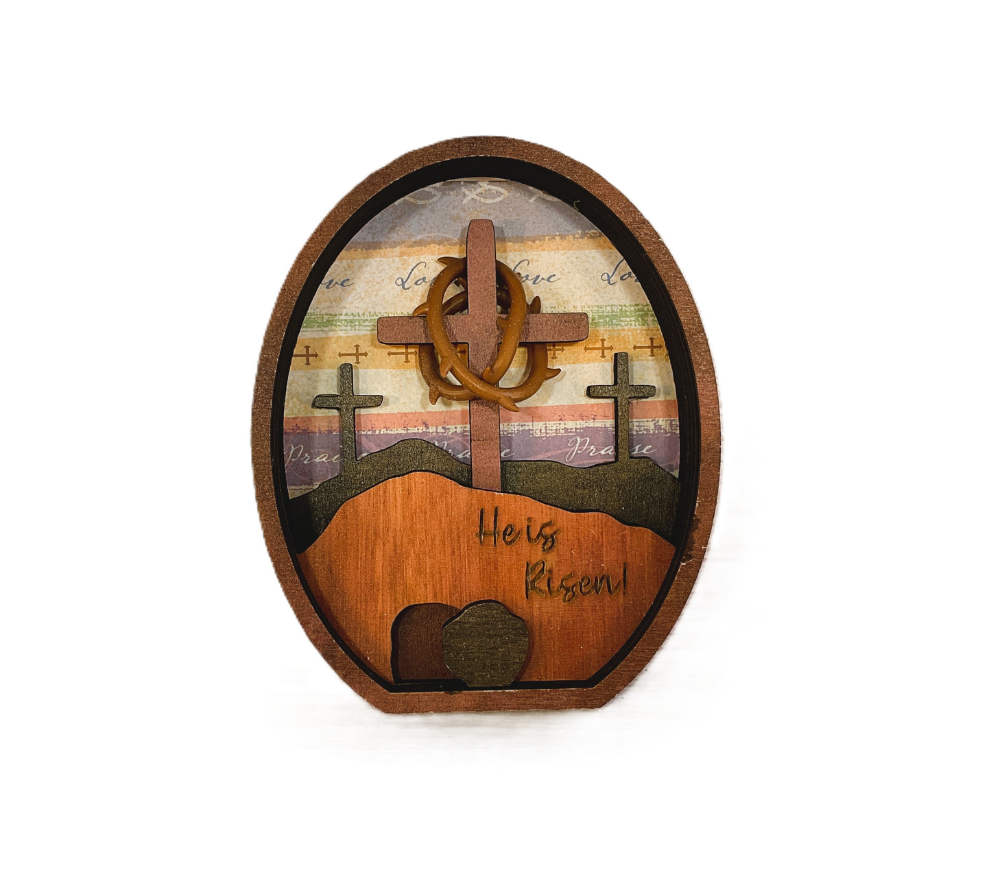 AGSD Easter Decor - Layered Three Cross & Tomb Wood Scene