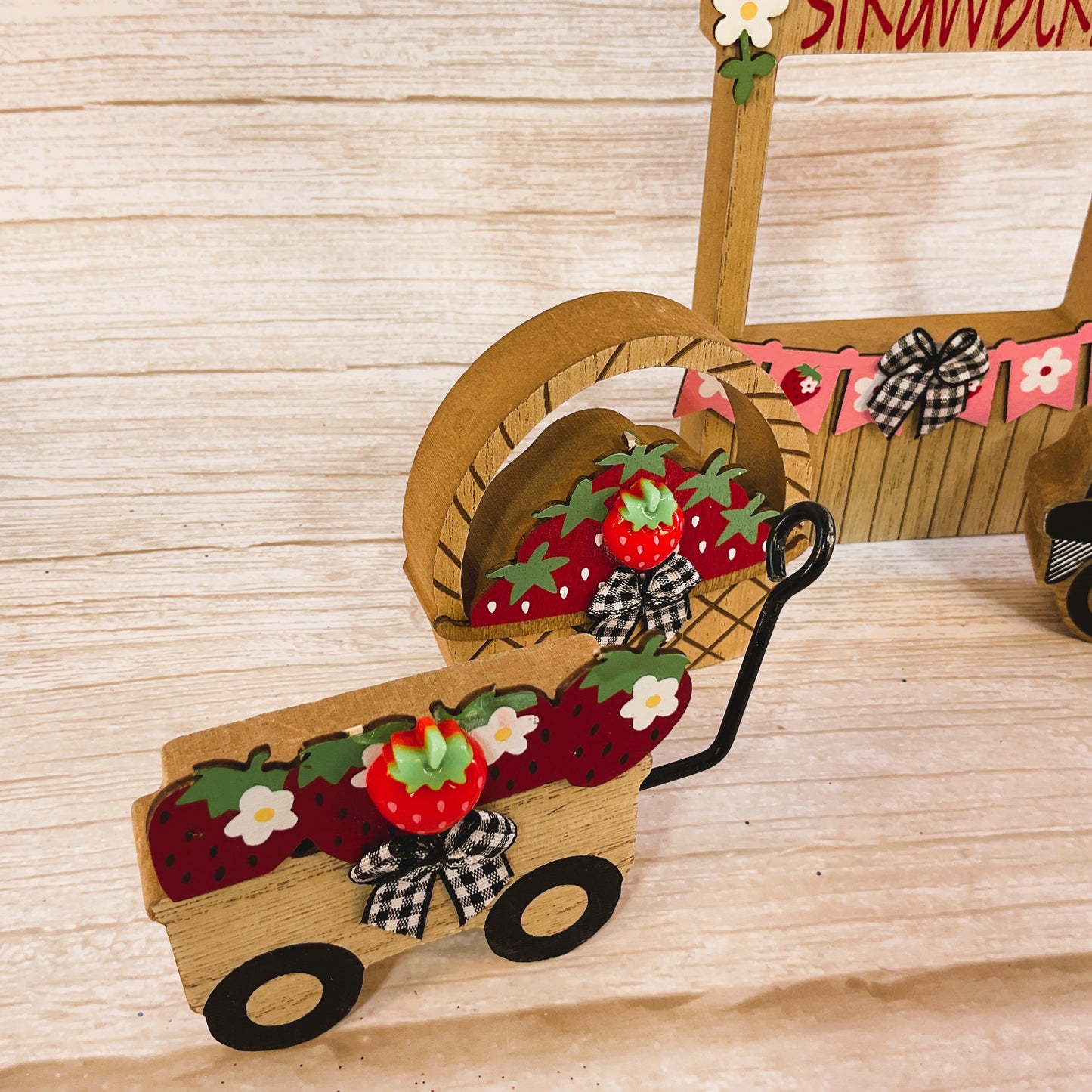AGSD Spring Summer Decor - Strawberry Theme Booth Truck Tier Tray 4pc Set
