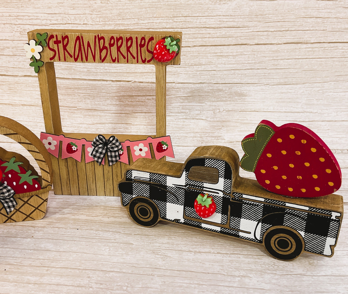 AGSD Spring Summer Decor - Strawberry Theme Booth Truck Tier Tray 4pc Set