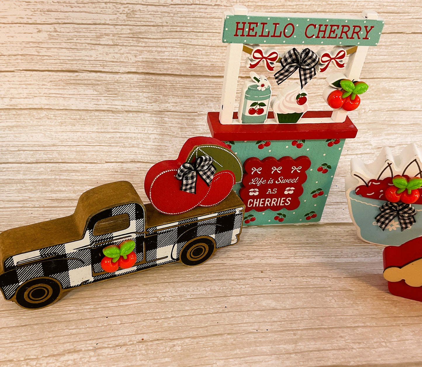 AGSD Spring Summer Decor - Cherry Theme Booth Truck Tier Tray 4pc Set