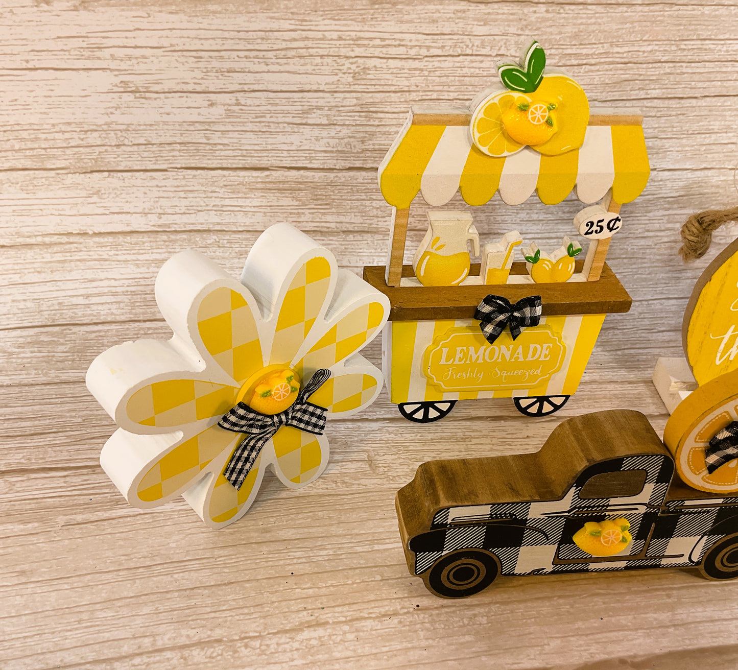 AGSD Spring Summer Decor - Lemon Theme Booth Truck Tier Tray 4pc Set