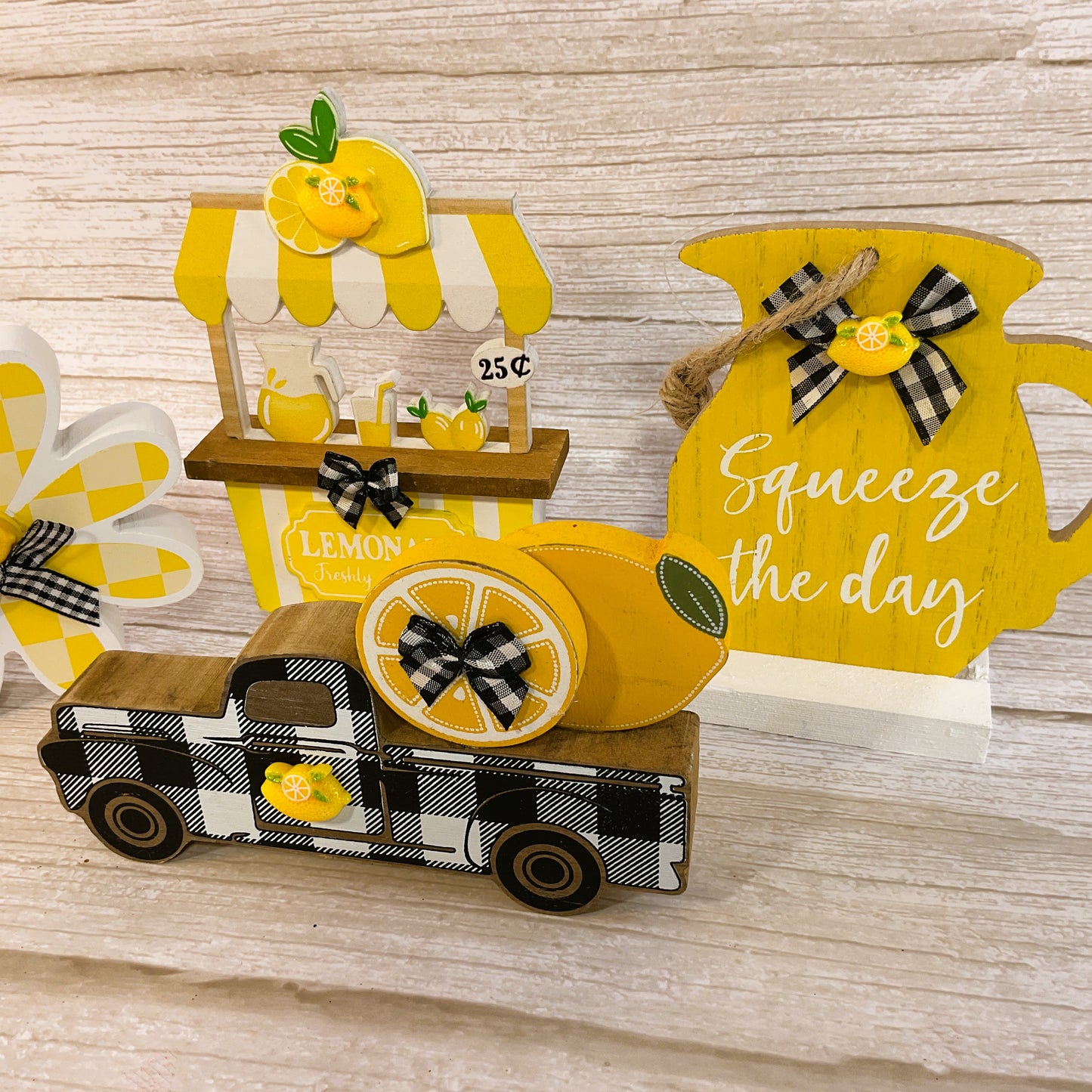 AGSD Spring Summer Decor - Lemon Theme Booth Truck Tier Tray 4pc Set