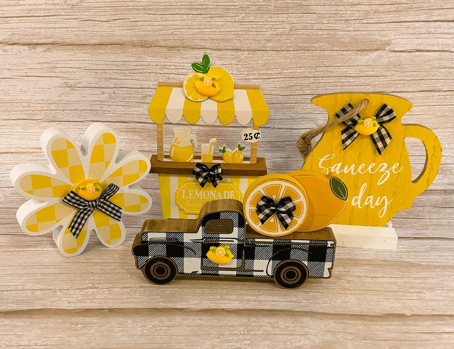AGSD Spring Summer Decor - Lemon Theme Booth Truck Tier Tray 4pc Set