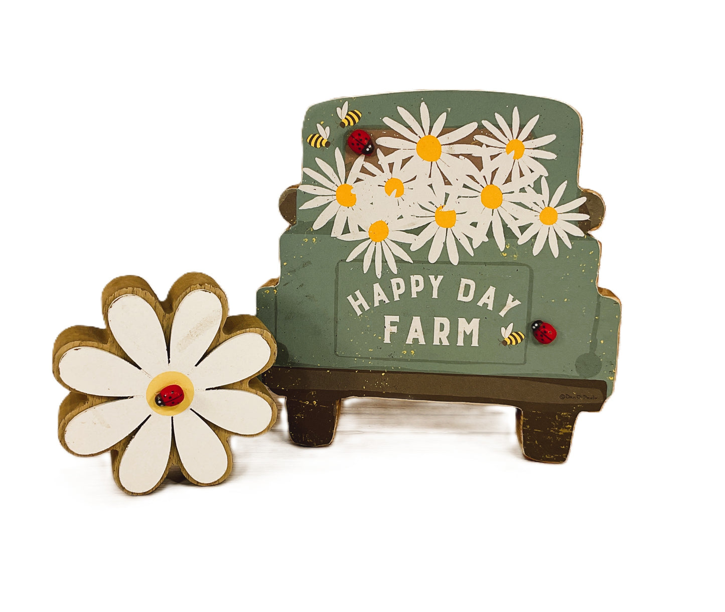 AGSD Summer Decor - Happy Farm Truck Daisy Ladybug Sitter 2pc Set