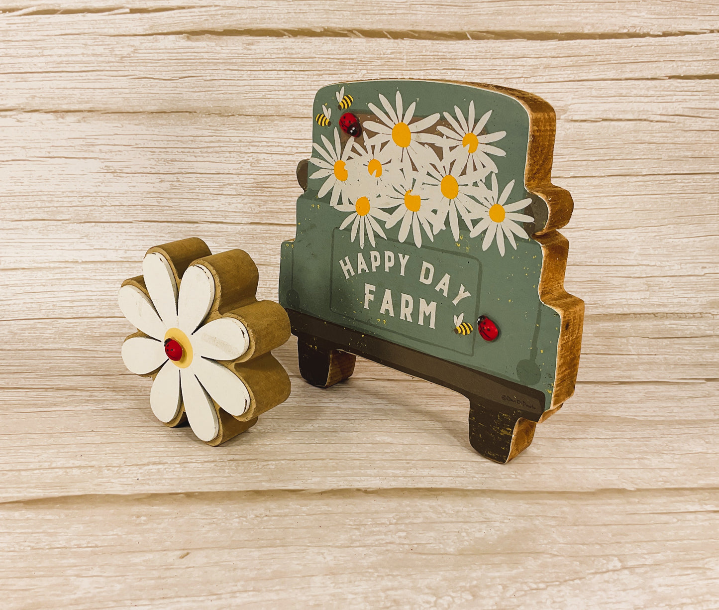 AGSD Summer Decor - Happy Farm Truck Daisy Ladybug Sitter 2pc Set