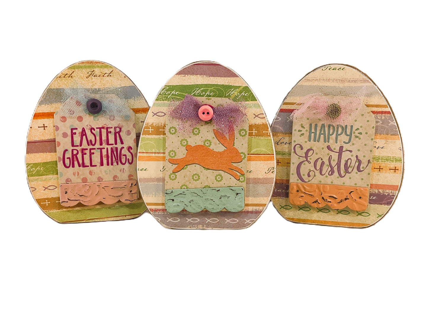 AGSD Easter Decor - Chunky Wood Spring Egg Sitters 3pc Set
