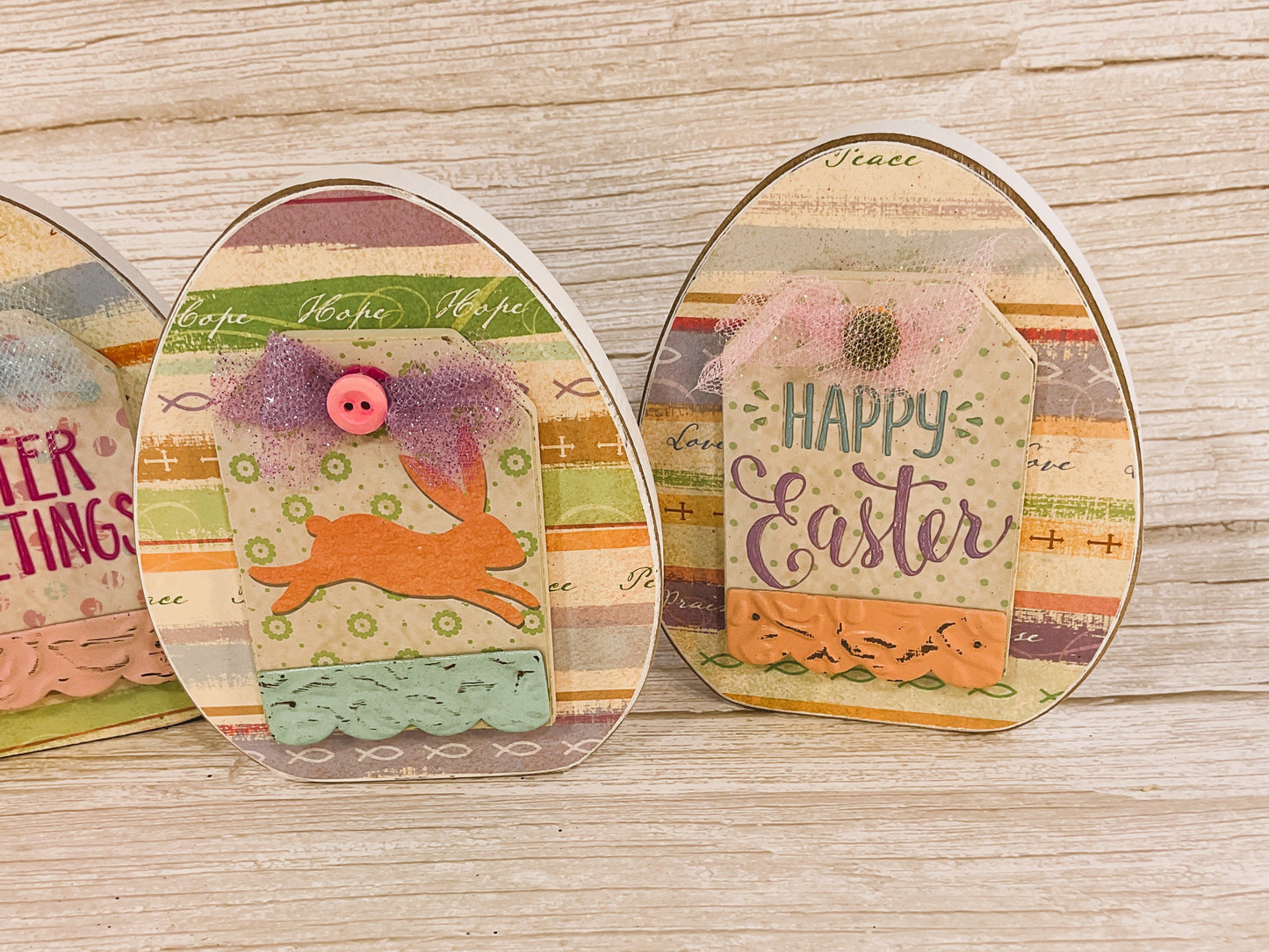 AGSD Easter Decor - Chunky Wood Spring Egg Sitters 3pc Set