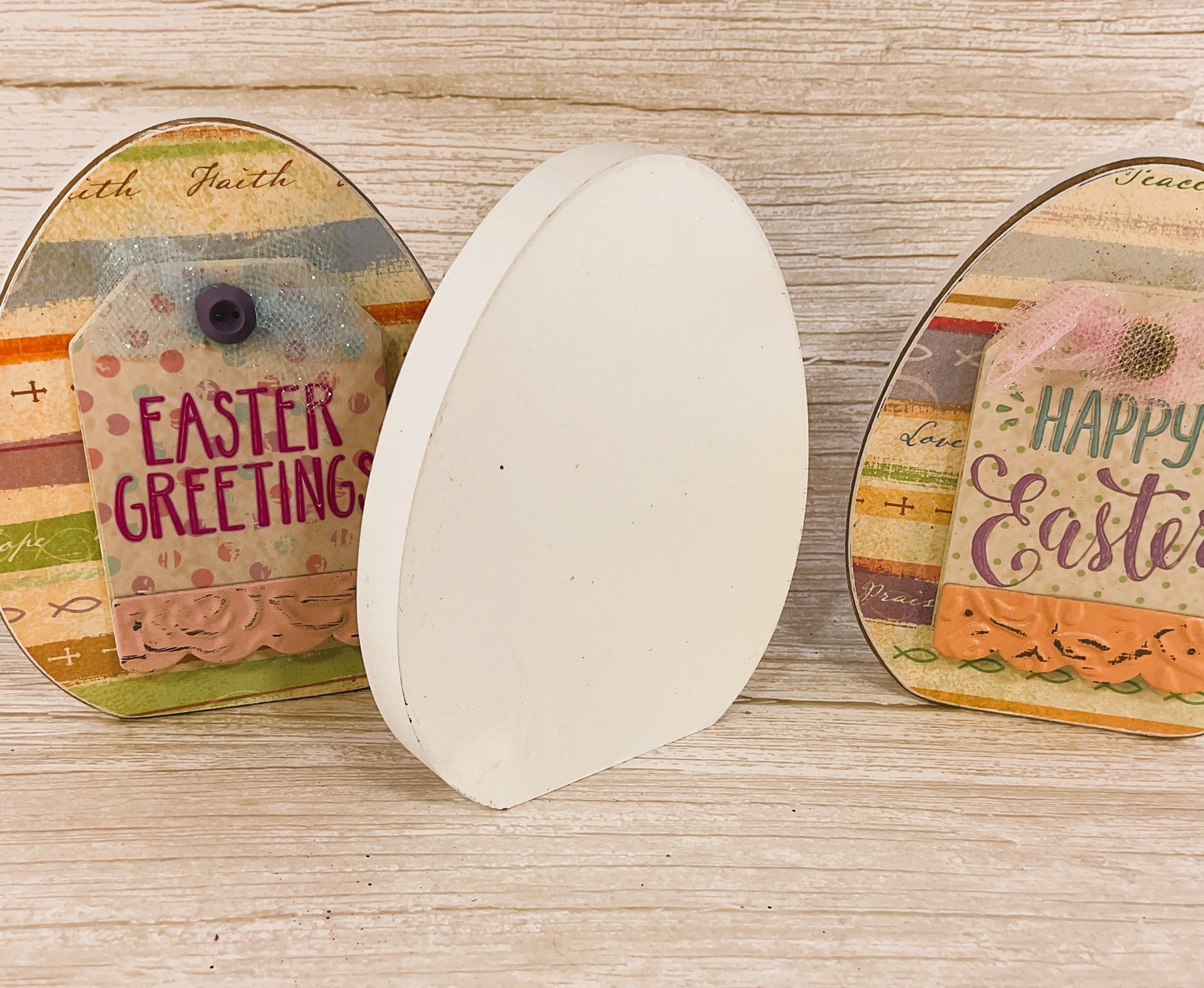 AGSD Easter Decor - Chunky Wood Spring Egg Sitters 3pc Set