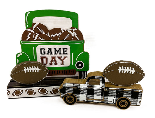 AGSD Fall Decor - Game Day Football Themed Chunk Truck Decor 2pc Set