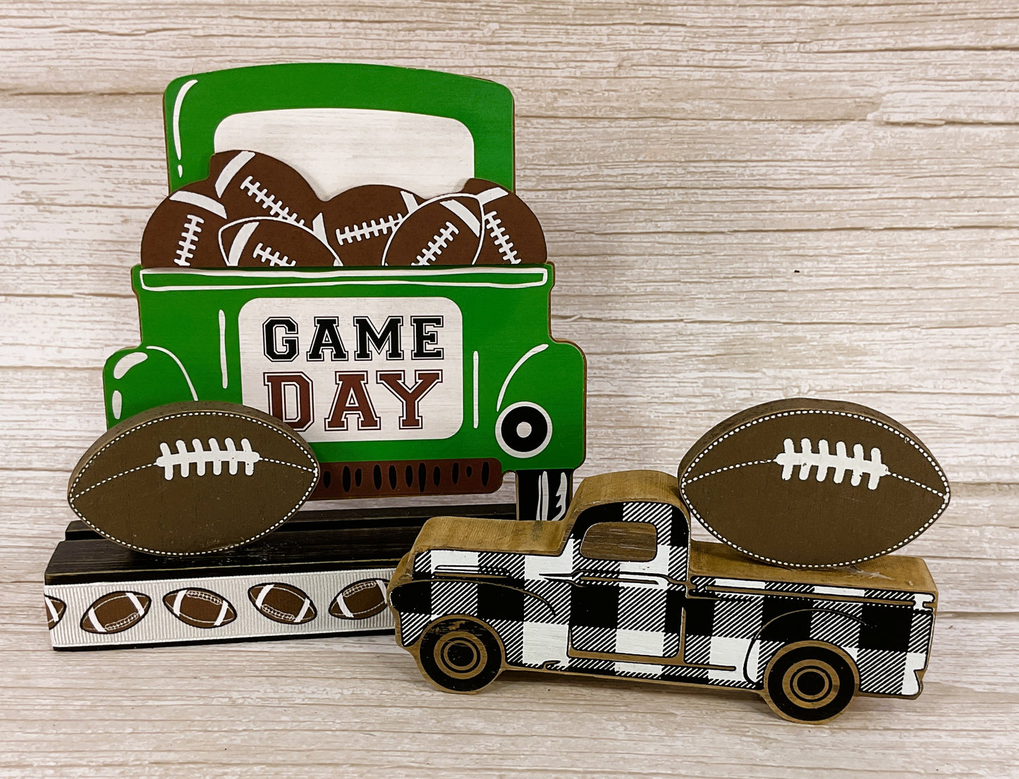 AGSD Fall Decor - Game Day Football Themed Chunk Truck Decor 2pc Set