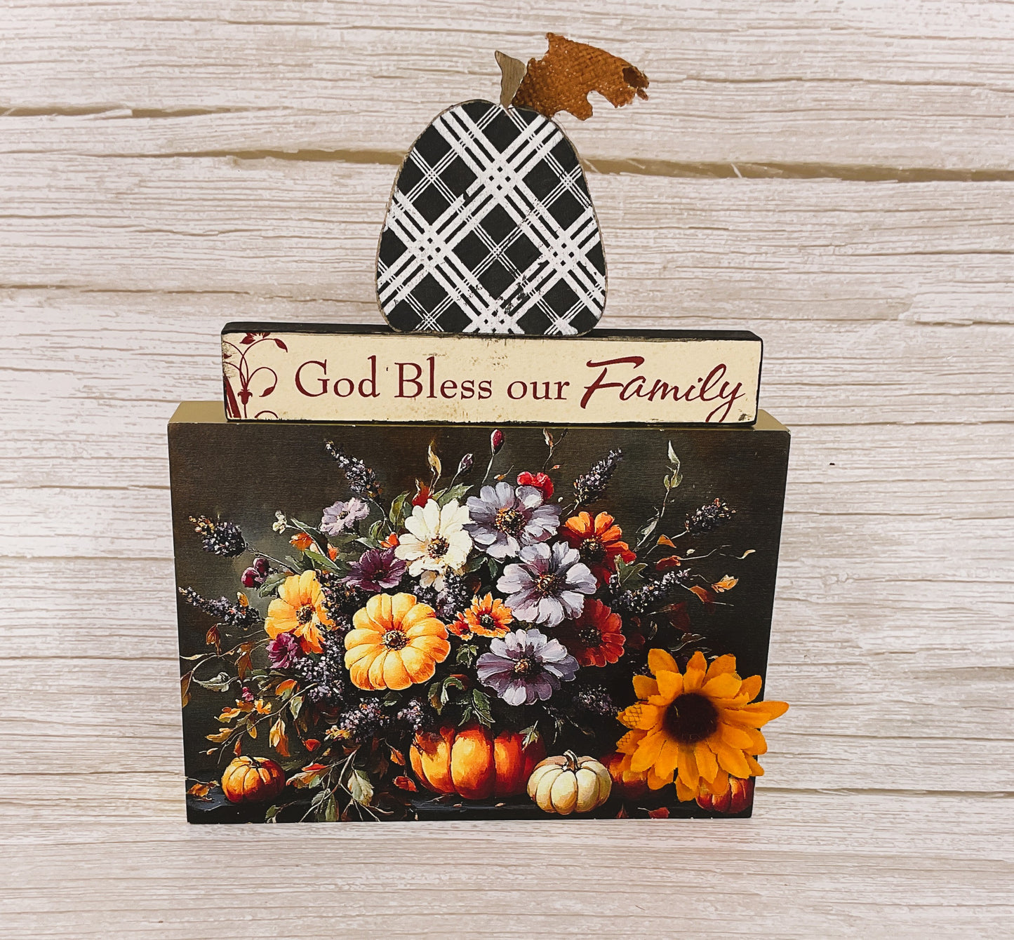 AGSD Fall Decor - Bless Our Family Water Color Pumpkin 3pc Bundle Set