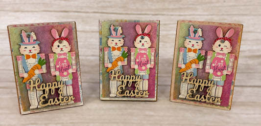 AGSD Easter Decor - Bunny Nutcrackers Small Tier Tray Sitter Signs 3pc